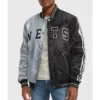 Brooklyn Nets Gray and Black Varsity Satin Jacket
