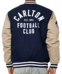 Carlton Blues Lock Up Full-Zip Navy and Beige Cotton Jacket