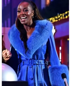 AJ Odudu Carnaby Christmas Lights Switch On Blue Leather Coat