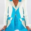 TV-Series Elsbeth S03 Carrie Preston Blue and White Two Tone Jacket
