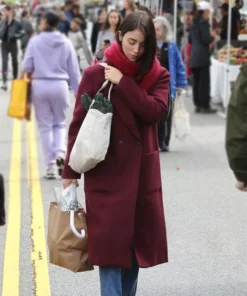 Caylee Cowan Los Angeles 2025 Double-Breasted Maroon Coat