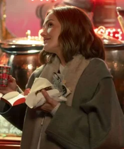 Champagne Problems 2025 Minka Kelly Brown Wool Coat