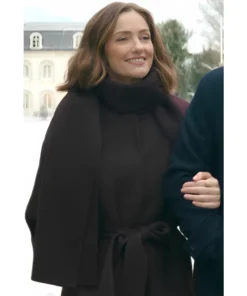 Minka Kelly Movie Champagne Problems 2025 Sydney Price Burgundy Wool Trench Coat