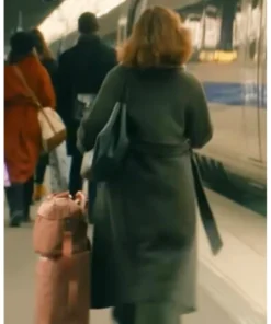 Minka Kelly Champagne Problems 2025 Sydney Price Dark Green Belted Wool Coat