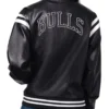 Chicago Bulls High Heat Vegan Full-Snap Black Varsity Leather Jacket