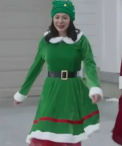 Janel Parrish Film Christmas On Duty 2025 Blair Birch Green Velvet Elf Christmas Costume
