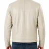 Classic Beige Café Racer Leather Motorcycle Jacket For Mens