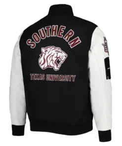 Classic Texas Southern Tigers Black and White Varsity Wool/Leather Jacket