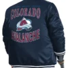 Adaptive Bold Logo Colorado Avalanche Navy Full-Snap Satin Varsity Jacket