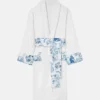 Versace Coral Theatre White Robe with Blue Printed Belt