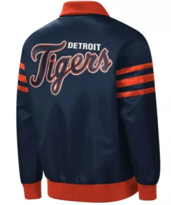 The Captain II Detroit Tigers Starter Blue Full-Zip Satin Varsity Jacket