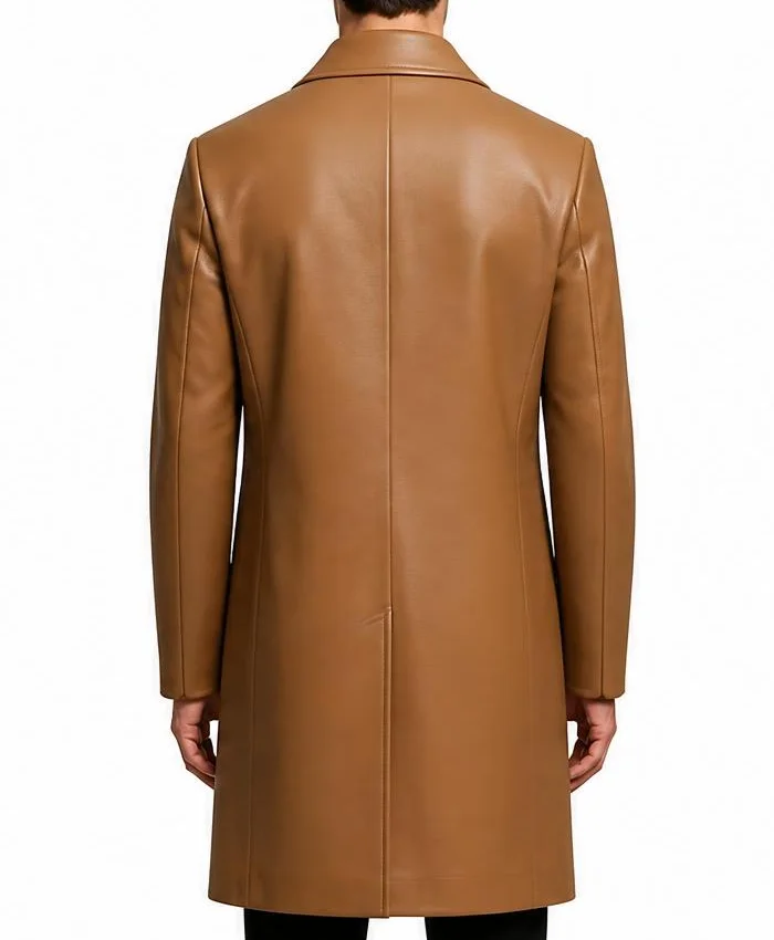 Double-Breasted Brown Overcoat For Mens