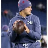 New England Patriots 2025 Rivalries Collection Drake Maye Sideline Nike Pullover Storm Blue Hoodie
