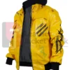 Edgerunners David Martinez Cyberpunk 2077 Yellow Zipper Jacket With Attached Hood