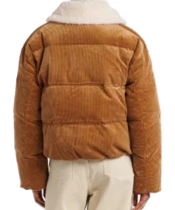 Sienna Movie A Merry Little Ex-Mas 2025 Emily Hall Brown Corduroy Fur-Trim Puffer Jacket