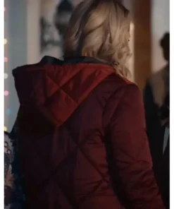 Jessica Movie All Is Merry & Bright 2025 Emily Rose Hooded Quilted Long Zipper Coat