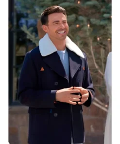 Finding Mr Christmas Jonathan Bennett Navy Sherpa Collar Coat