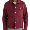 Finding Mr Christmas 2025 Maroon Suede Trucker Jacket