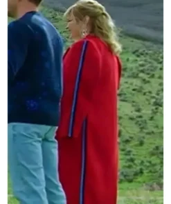 Melissa Peterman TV Series Finding Mr. Christmas 2025 Red Wool Long Coat