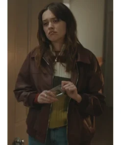 Aimee Lou Wood Daddy Issues S02 Leather Bomber Jacket