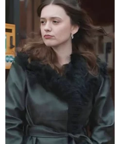 Aimee Lou Wood Daddy Issues S2 Fur Trim Leather Coat
