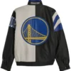 Golden State Warriors Retro Full Zip Black and White Leather Jacket