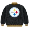 Pittsburgh Steelers Golf Wang 2025 Black Satin Full-Snap Bomber Jacket