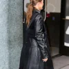 Olivia Holt Good Morning America Leather Long Coat