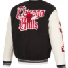 Chicago Bulls Gothic Wool and Leather Black and White Varsity Jacket