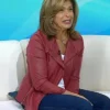 The Today Show 2025 Hoda Kotb Burgundy Leather Jacket
