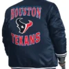 Adaptive Team Graphic Houston Texans Navy Varsity Full-Snap Satin Jacket