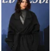 Wednesday 2025 Jenna Ortega SAG Nominees Oversized Belt Maxi-Length Black Wool Wrap Coat