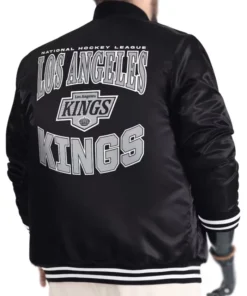 Adaptive Bold Logo Los Angeles Kings Black Full-Snap Satin Varsity Jacket