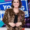 The Young Hollywood Studio Madisyn Shipman Leopard Print Cropped Jacket