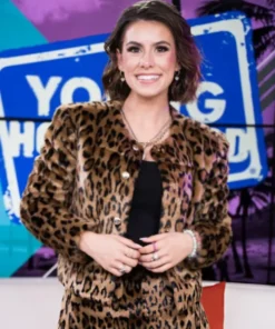 The Young Hollywood Studio Madisyn Shipman Leopard Print Cropped Jacket