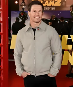 The Family Plan 2 Premiere 2025 Mark Wahlberg Grey Jacket