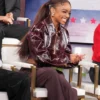The Jennifer Hudson Show S03 Marsai Martin Zipper Patent Leather Burgundy Cropped Jacket