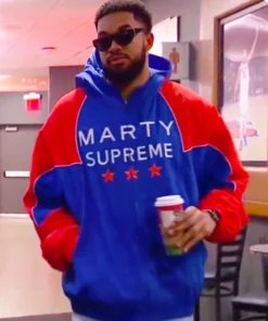 Timothee Chalamet Marty Supreme Zip-Up Orange & Blue Jacket Hoodie