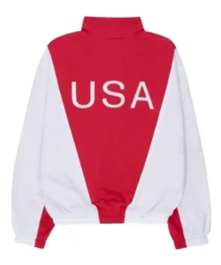 Marty Supreme 2025 Red and White Hooded Full-Zip Track Jacket
