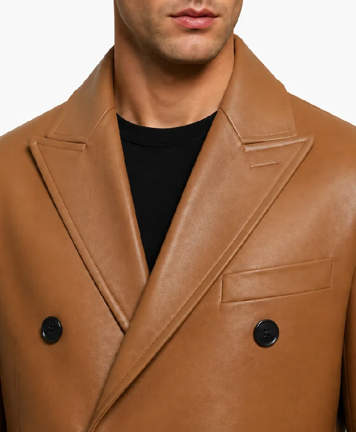Men Double-Breasted Brown Overcoat Mens