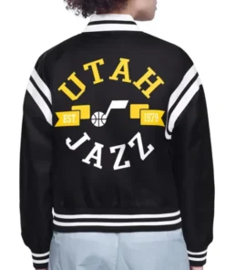 Utah Jazz Printed Logo Satin Varsity Jacket