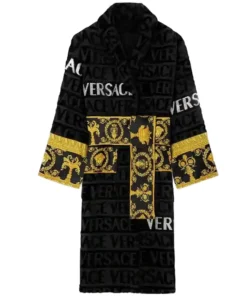 Kaia Wiza Flash Versace Word Black Bath Robe