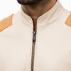 Mens Beige Cafe Racer Vintage Moto Style Leather Jacket