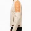 Mens Vintage Moto StyleBeige Café Racer Leather Jacket