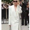 Naomi Watts NYFW 2025 Double-Breasted White Coat