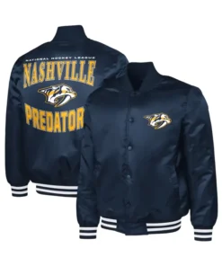 Nashville Predators Adaptive Bold Logo Varsity Satin Jacket