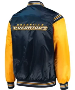 Nashville Predators Starter Blue and Yellow Satin Varsity Jacket
