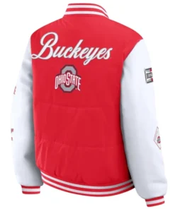 Ohio State Buckeyes Scarlet and White Full-Snap Varsity PufferJacket