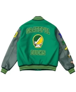 Shop Oregon Grateful Ducks Green Lettermen Jacket