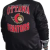 Ottawa Senators Adaptive Bold Logo Black Varsity Full-Snap Satin Jacket